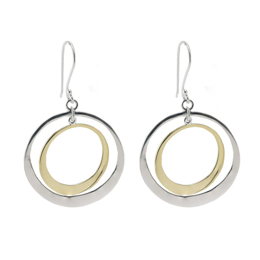 Silver and Brass Drop Earrings