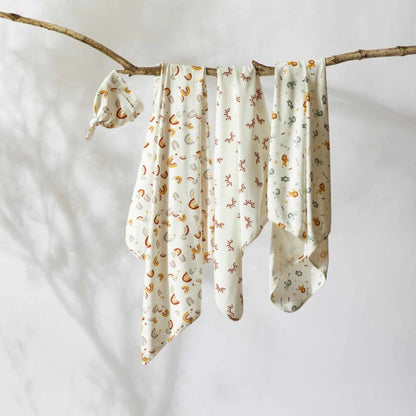 Arches Jersey Baby Wrap & Knotted Beanie Set