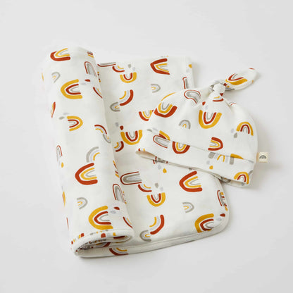 Arches Jersey Baby Wrap & Knotted Beanie Set