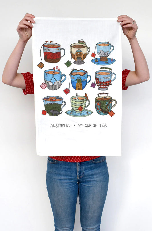 Aussie Teacup Artist Tea Towel