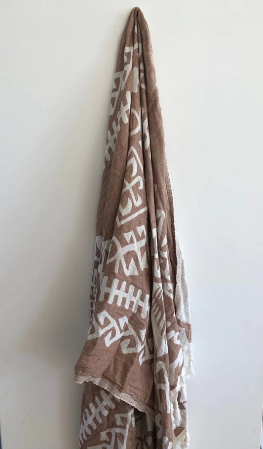 Turkish Towel Aztec Pattern- Brown