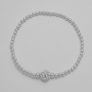 Silver Bracelet with Clear Beads