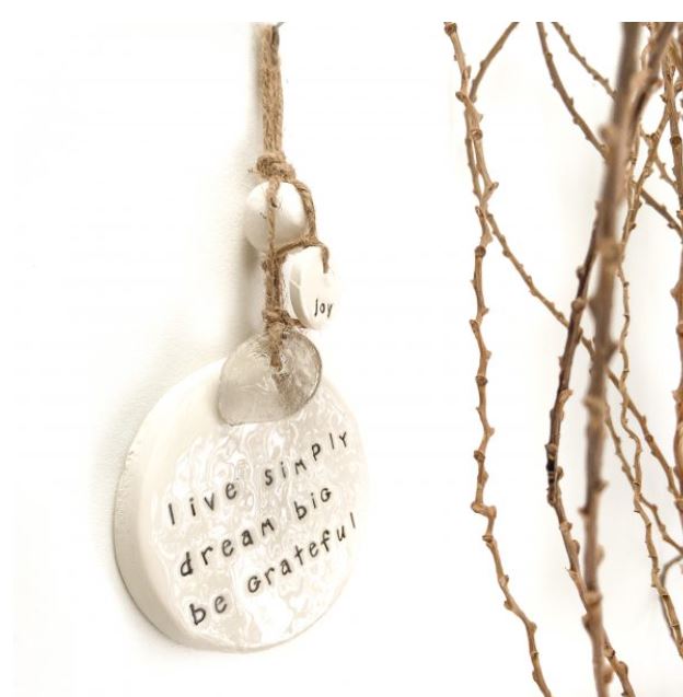 Live Simply, Dream Big, Be Grateful Ceramic Wall Hanging