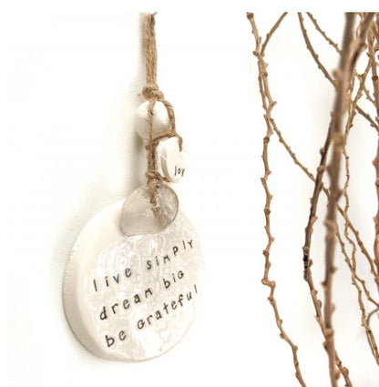 Live Simply, Dream Big, Be Grateful Ceramic Wall Hanging