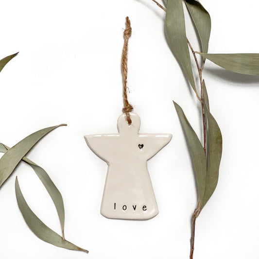 Ceramic Christmas Angel Ornament 'Love'