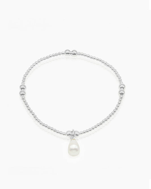 Petals Silver Pearl Drop bracelet