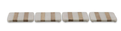 Square Wood and Marble Coaster Set