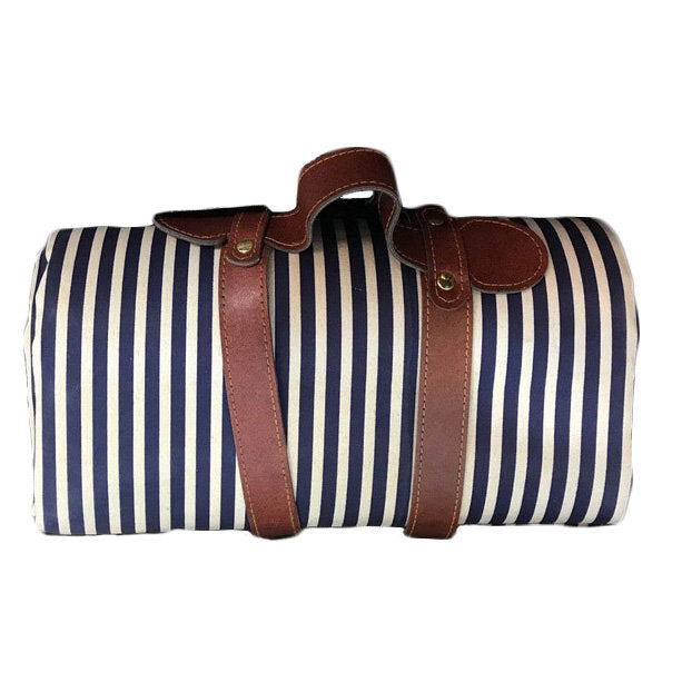 Picnic Blanket Navy & White Stripe with Strap