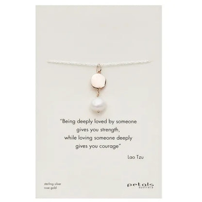 Petals Sterling Silver and Rose Gold Necklace with Pearl