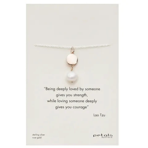 Petals Sterling Silver and Rose Gold Necklace with Pearl