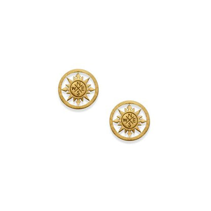 Petals Yellow Gold Compass Stud Earrings