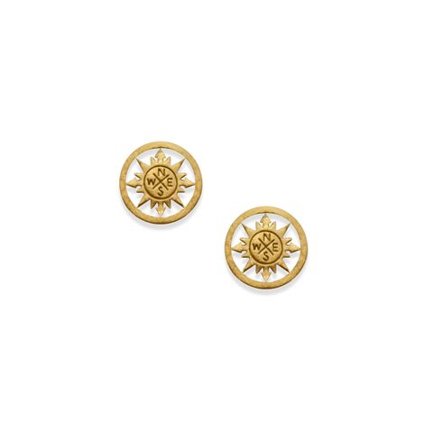 Petals Yellow Gold Compass Stud Earrings