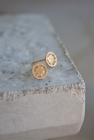 Petals Yellow Gold Compass Stud Earrings