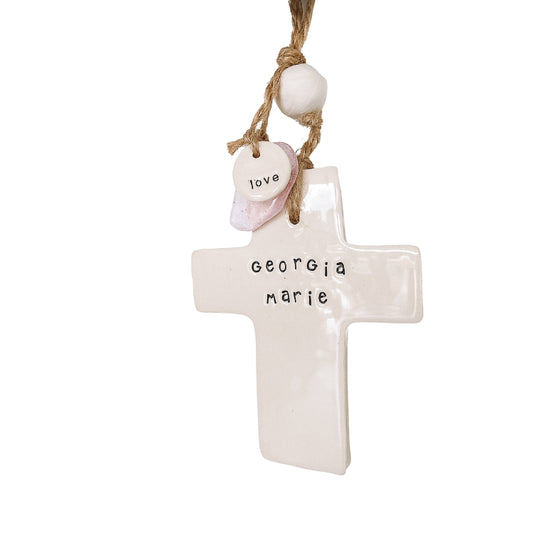 Handmade Ceramic Personalised Cross Medium