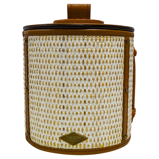 Ice Bucket Cote De Corail Rattan Leather White
