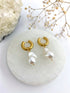 Large Pearl Drop Gold Hoop Earrings