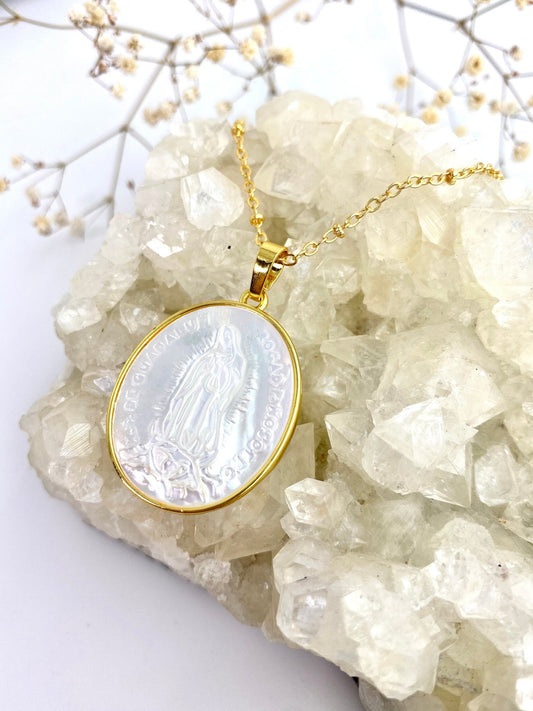 Mary Mother of Pearl Necklace
