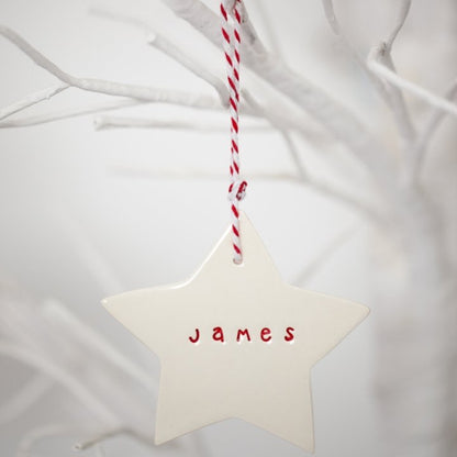 Personalised ceramic Christmas Star or Heart