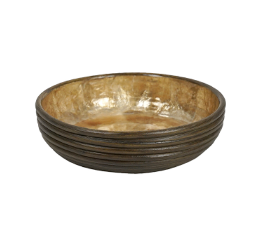 Kave Brown Capiz Rattan Low Dish