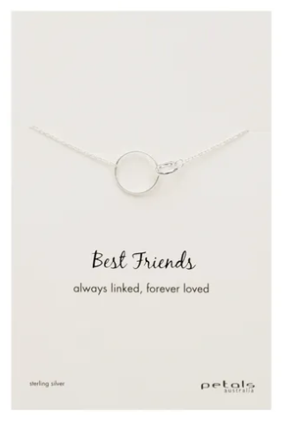 Petals Double Circle Best Friends Silver Necklace