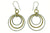 Silver and Brass-Hammered Rings on Hook Drop Earrings