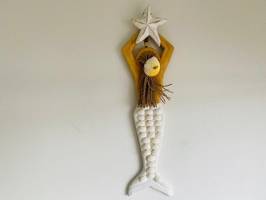 Mermaid Wall Art White Shell Small