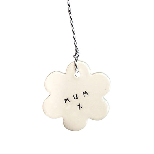 Ceramic Flower Tag 'Mum' Black