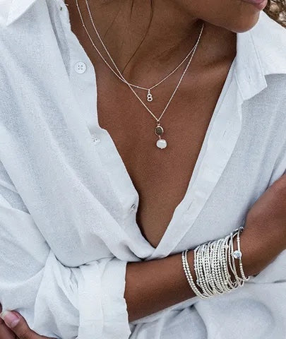 Petals Sterling Silver and Rose Gold Necklace with Pearl
