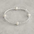 Petals Sterling Silver Beaded Elastic Bracelet With 4 Large Pearls