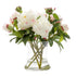 Peony in Water in Glass Vase White
