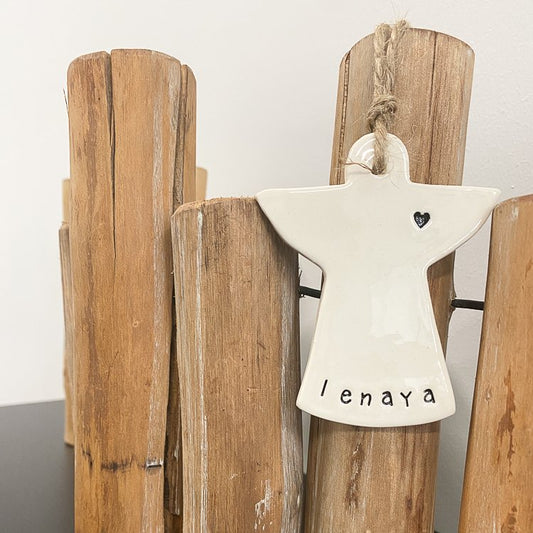 Personalised Ceramic Christmas Decoration Angel