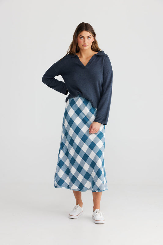 Sicily Skirt Blue Check