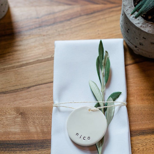 Ceramic Personalised Circle Christmas Decorations
